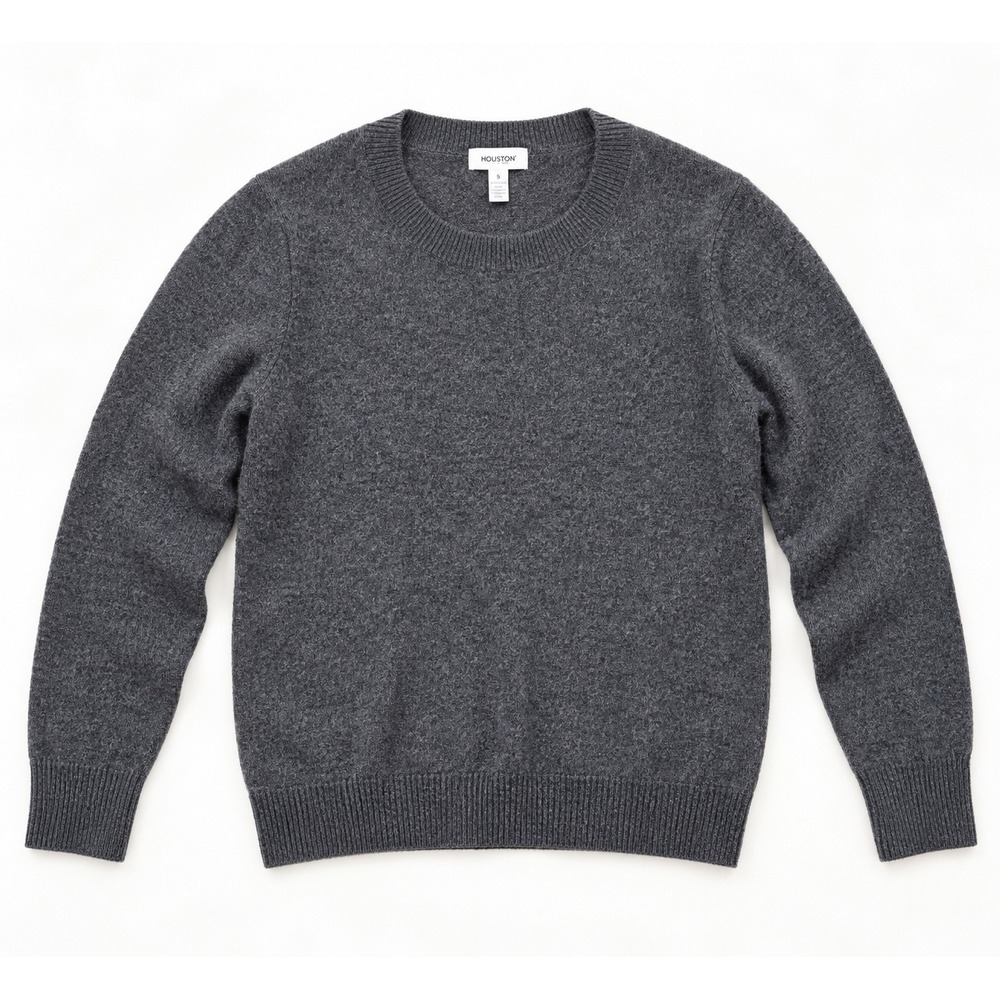 Nordstrom Women Medium Charcoal Gray 100% Cashmere Crewneck Sweater Ribbed Trim